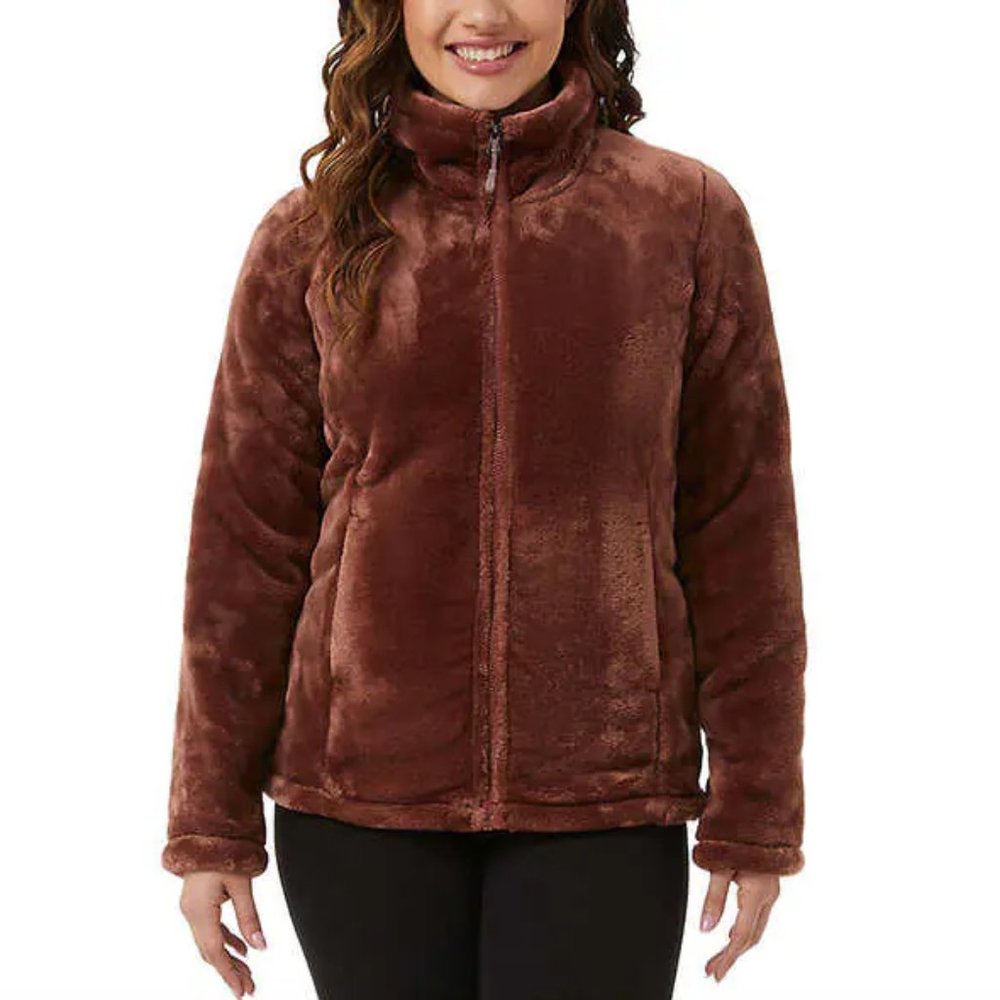 NWT 32 Degrees Heat Women's Plush Faux Fur Teddy Jacket Tan Size L $80 TT033